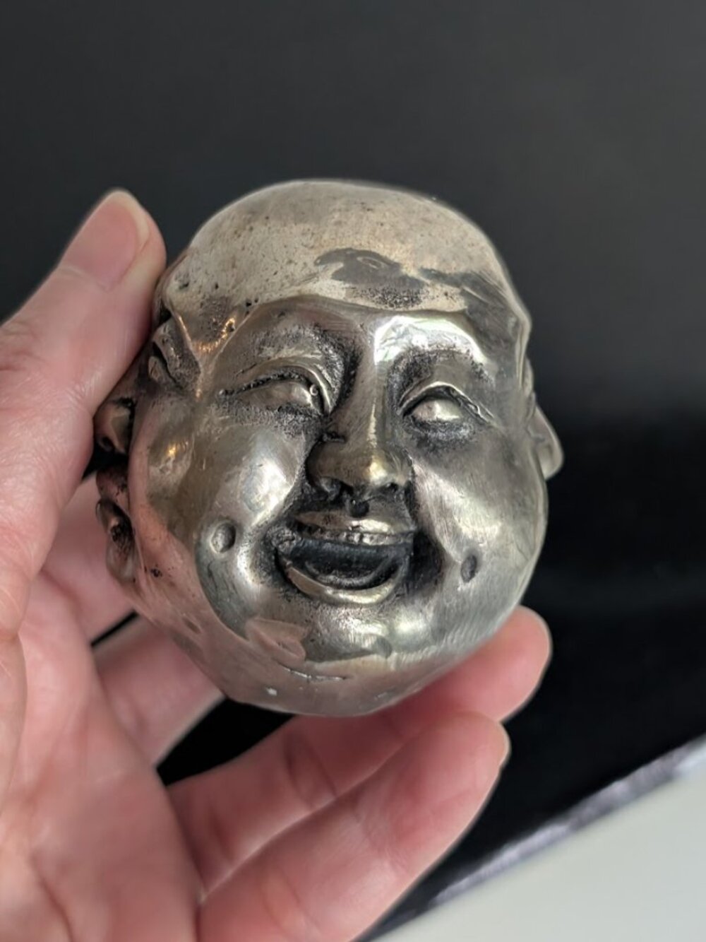 Small Four Faces Buddha Head Sculpture Statue "Pleasure Anger Sorrow Joy"